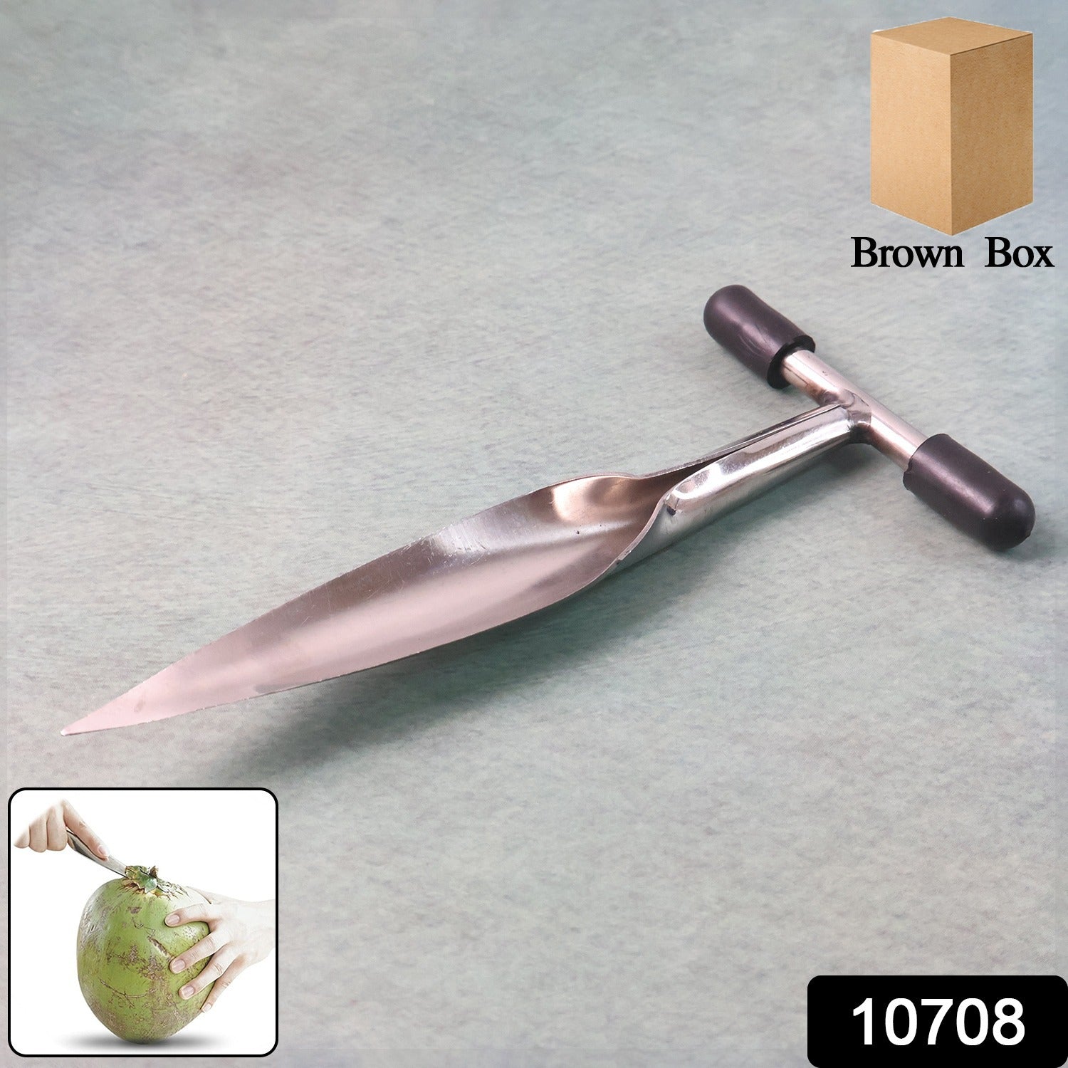 Stainless Steel Coconut Breaker Tool With Comfortable T-handle (1 Pc)