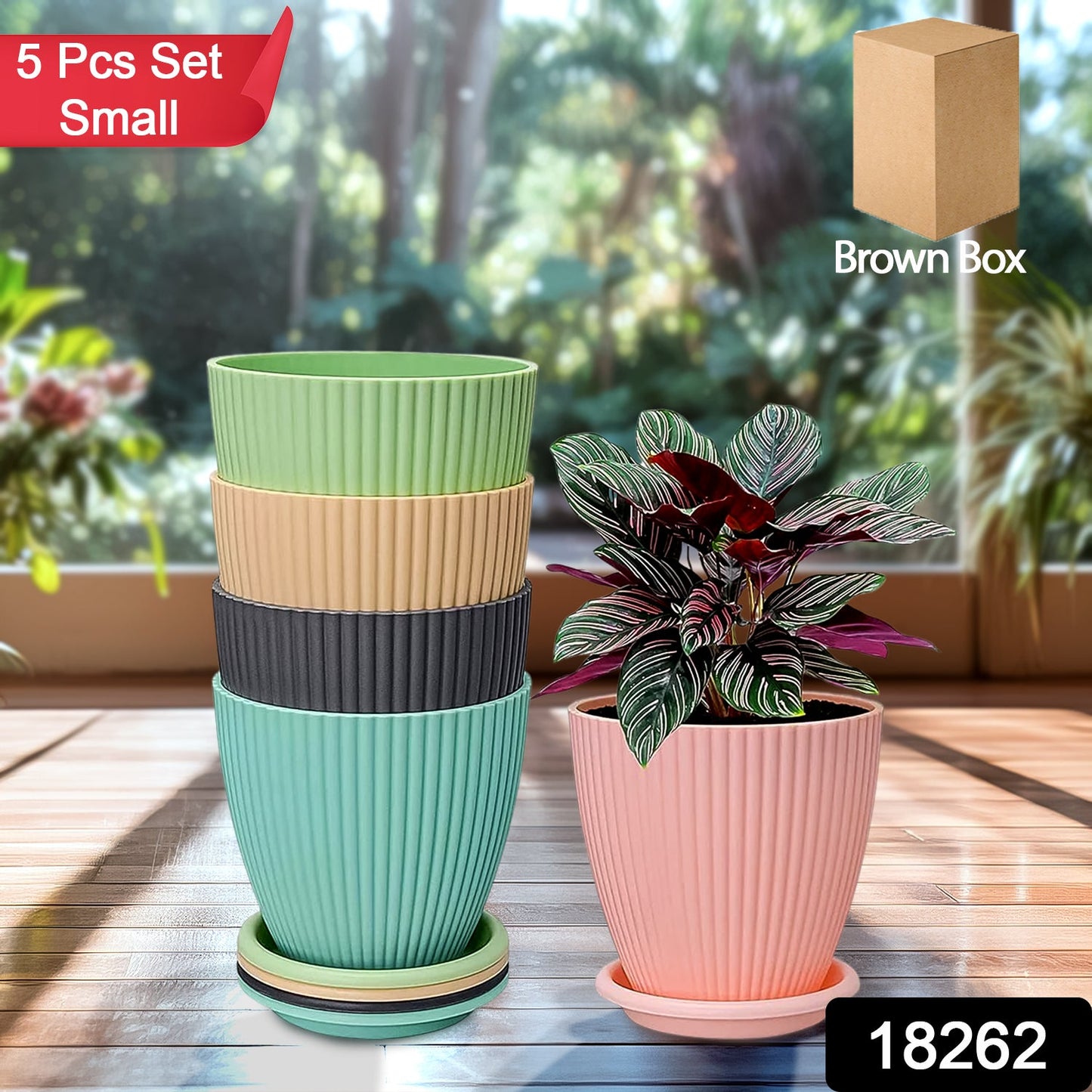 Round Flower Pot With Bottom Tray (5 Pcs Set  Small  1416 Cm)