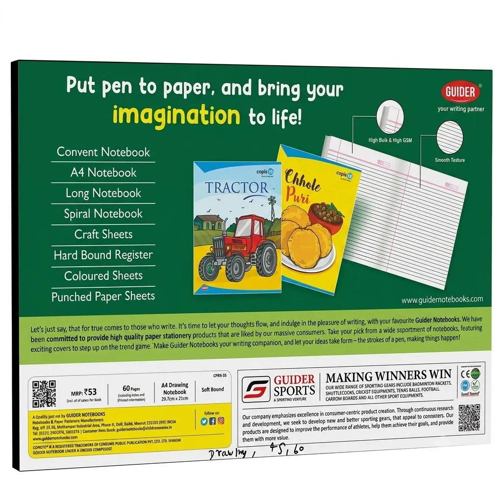 Copis To Drawing Notebook / Copy for Students, 60 Pages