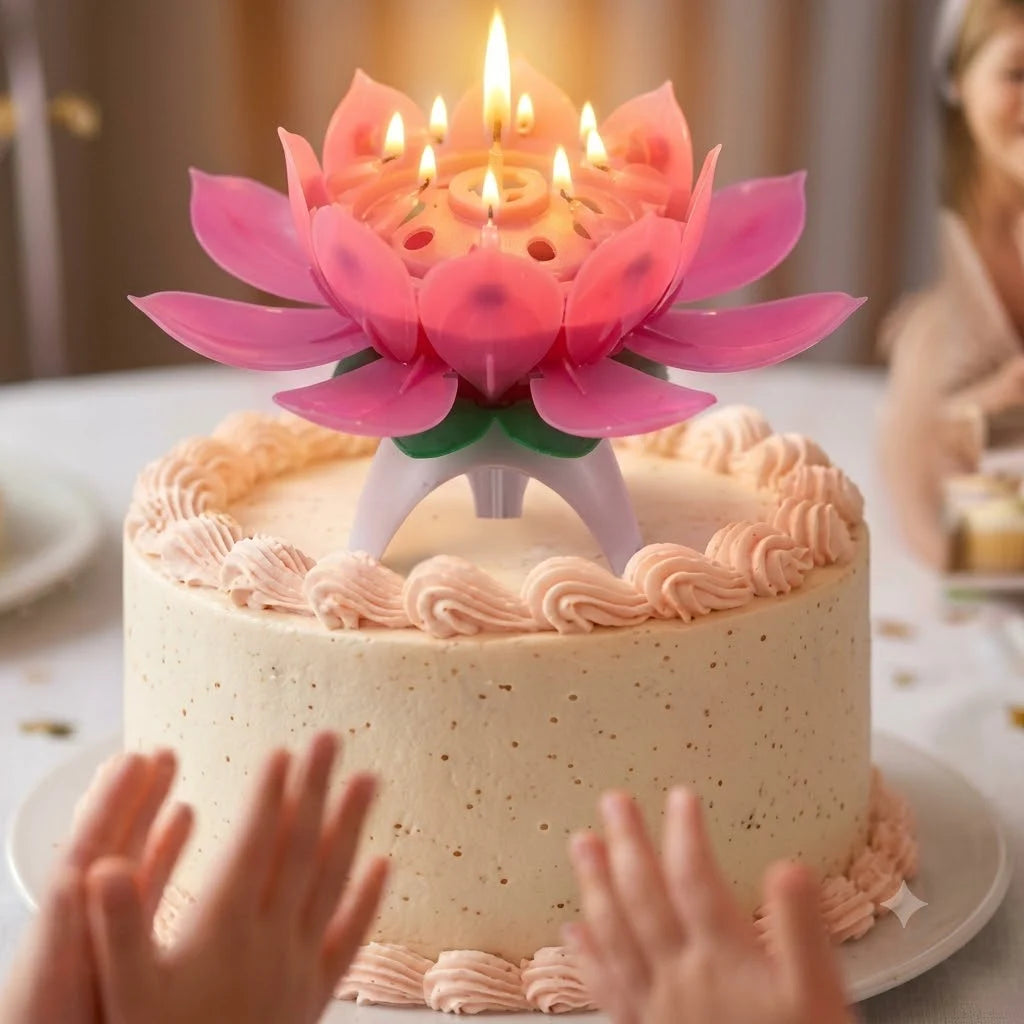 Musical Rotating Lotus Birthday Candle