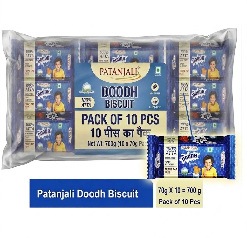 Patanjali Doodh Biscuits, 70 g (Pack of 10)