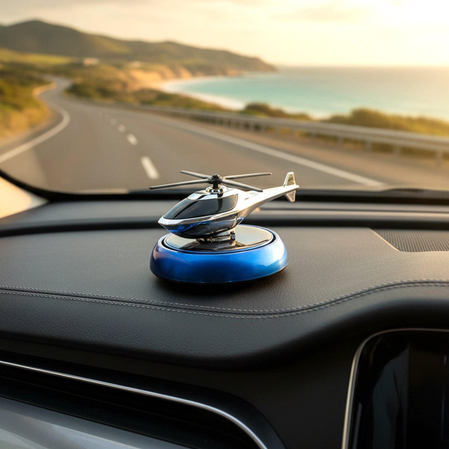 Solar Helicopter Car Dashboard Air Freshener Rotating Perfume Decor