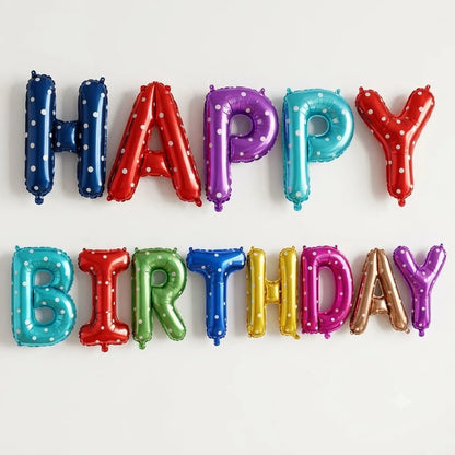Happy Birthday Alphabet Foil Balloon Banner Multicolor