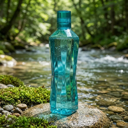 Aqua Blue Diamond-Cut Reusable Water Bottle, 1 L