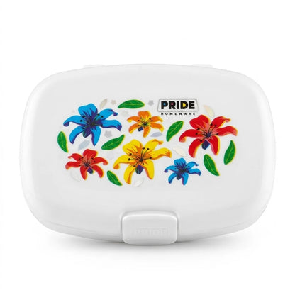 Pride Homeware Elegant Floral Pattern Plastic Soap Box - White