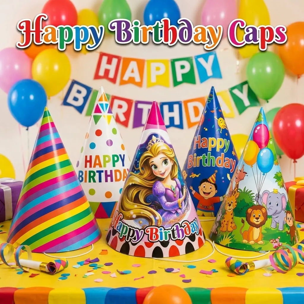 Happy Birthday Caps for Kids, 5 pcs