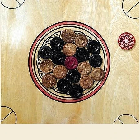 Premium Matte Finish Carrom Board with Striker, Coins & amp; Powder – 20 Inch (Small)