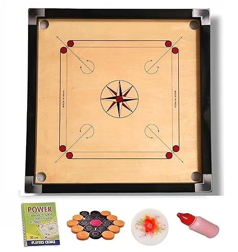 Premium Matte Finish Carrom Board with Striker, Coins & amp; Powder – 20 Inch (Small)