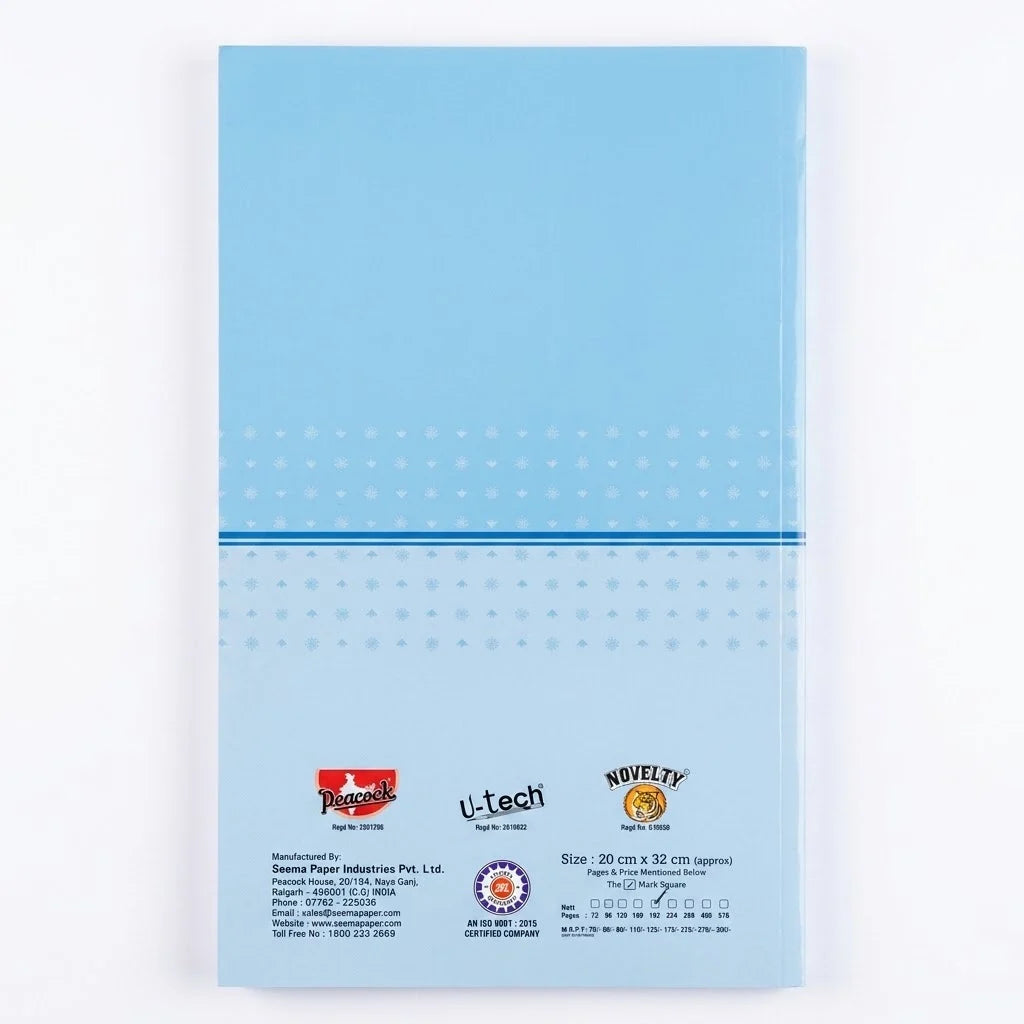 Peacock Executive Long Bound Exercise Book (Long Notebook Diary) for School, College and Office Use, 192 Pages