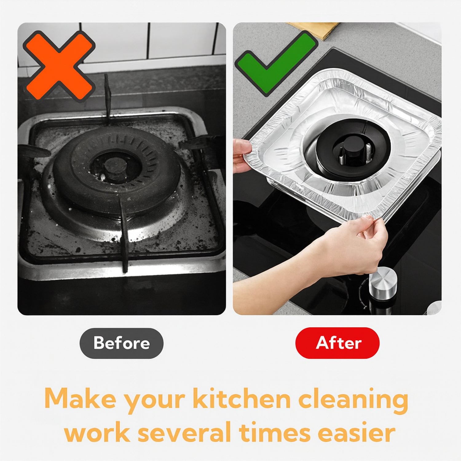 Aluminum Gas Stove Burner Protector Covers (10 Pc  23x23 Cm)