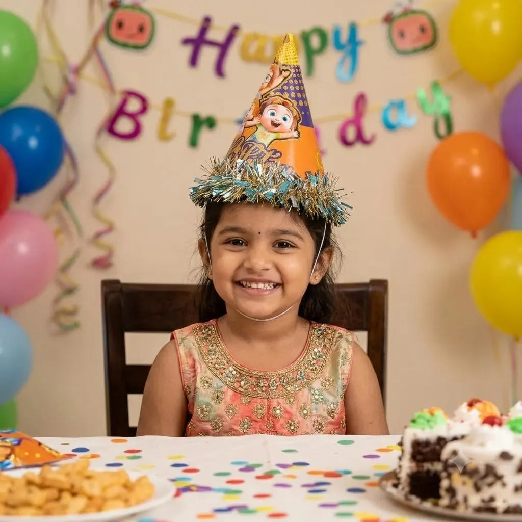 Cocomelon Theme Happy Birthday Cap for Kids, 1 pc