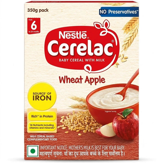 Nestle Cerelac Wheat Apple Baby Food Cereal - 6 To 24 Months Baby, 350 g