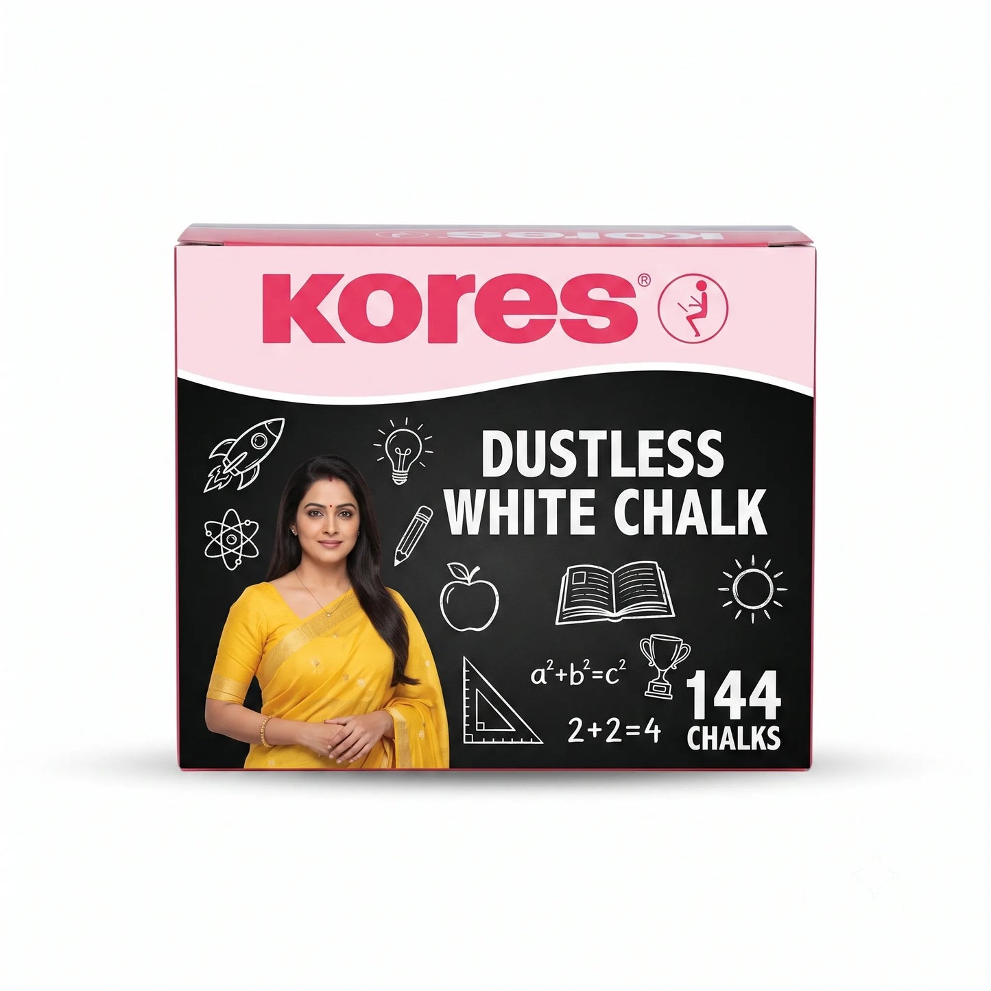 Kores Dustless Chalk - 144 pcs, White