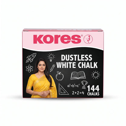 Kores Dustless Chalk - 144 pcs, White