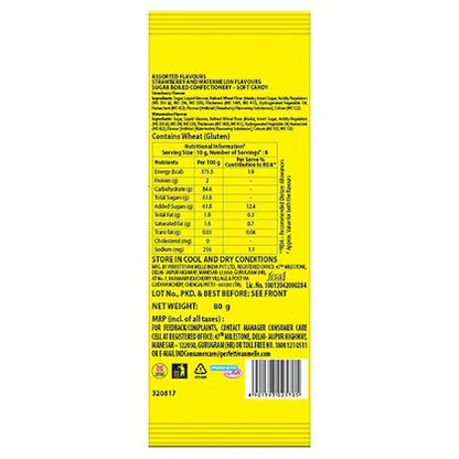 Chupa Chups Strawberry, Watermelon Sour Long Tubes Soft Candy - With Center Filling, 80 g Pouch