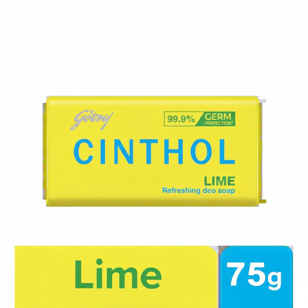 Cinthol Refreshing Deo Lime Bath Soap, 99.9% Germ Protection, 75 g