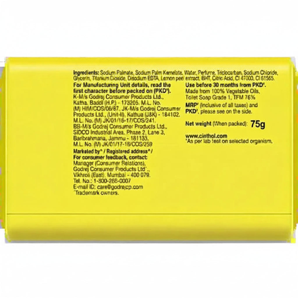 Cinthol Refreshing Deo Lime Bath Soap, 99.9% Germ Protection, 75 g