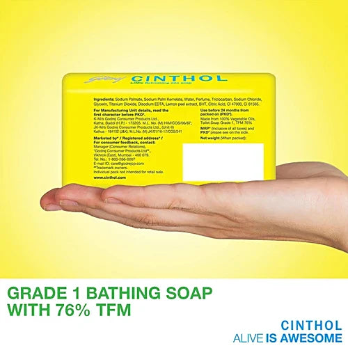 Cinthol Refreshing Deo Lime Bath Soap, 99.9% Germ Protection, 75 g