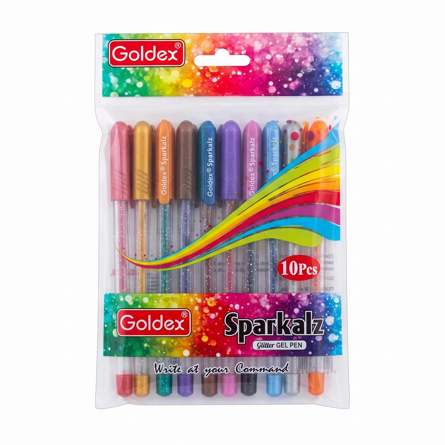 Goldex Glitter Gel Pen, Multicolour, 10 Pcs