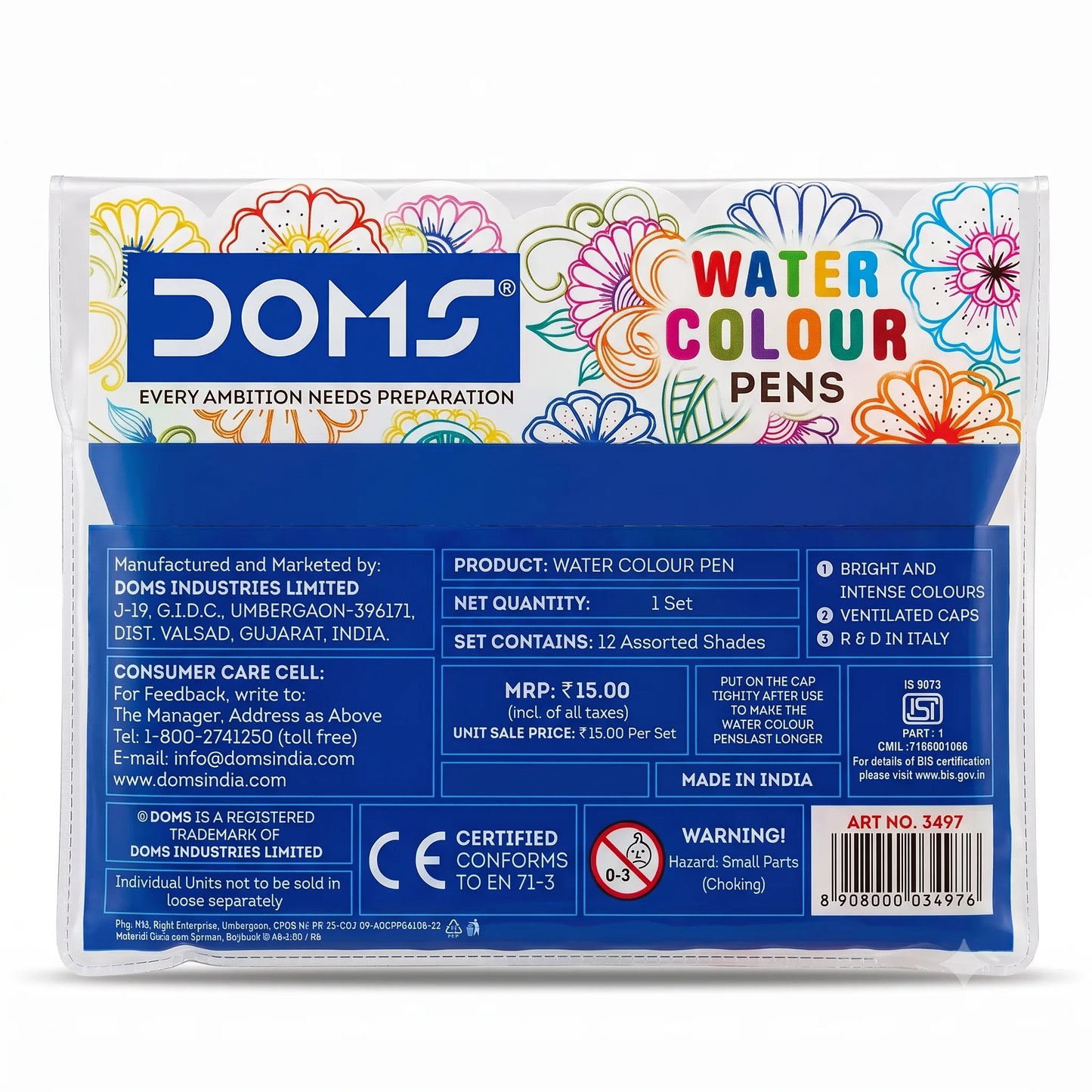 Doms Water Colour Pen, 12 Shades