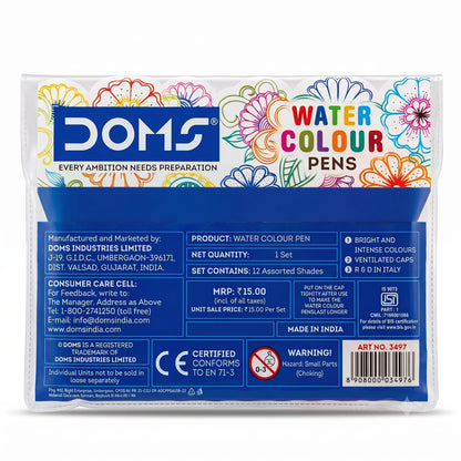 Doms Water Colour Pen, 12 Shades