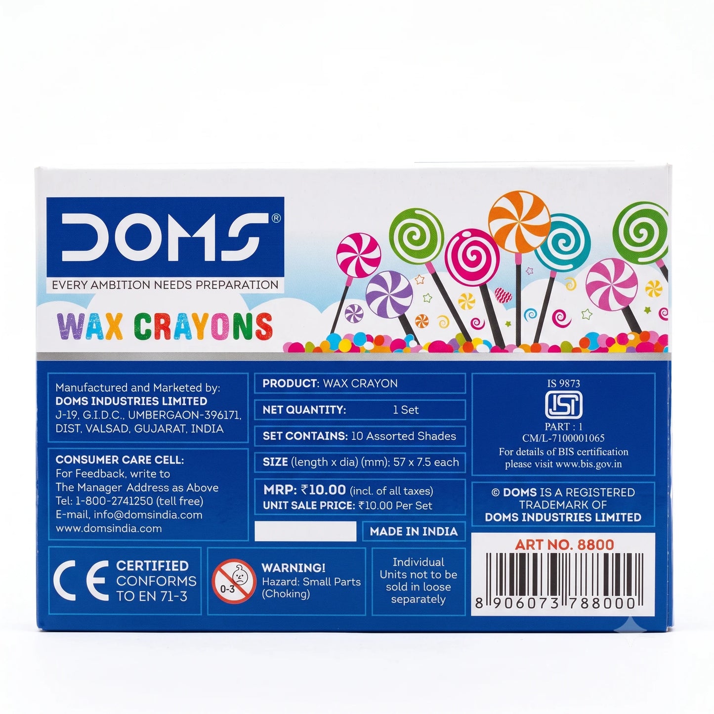 Doms Super Smooth Wax Crayons, 10 Shades