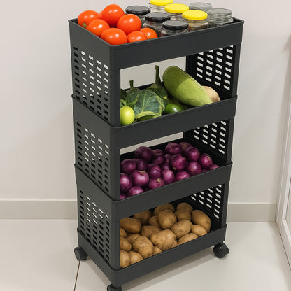 4-layer Plastic Storage Rack With Wheels