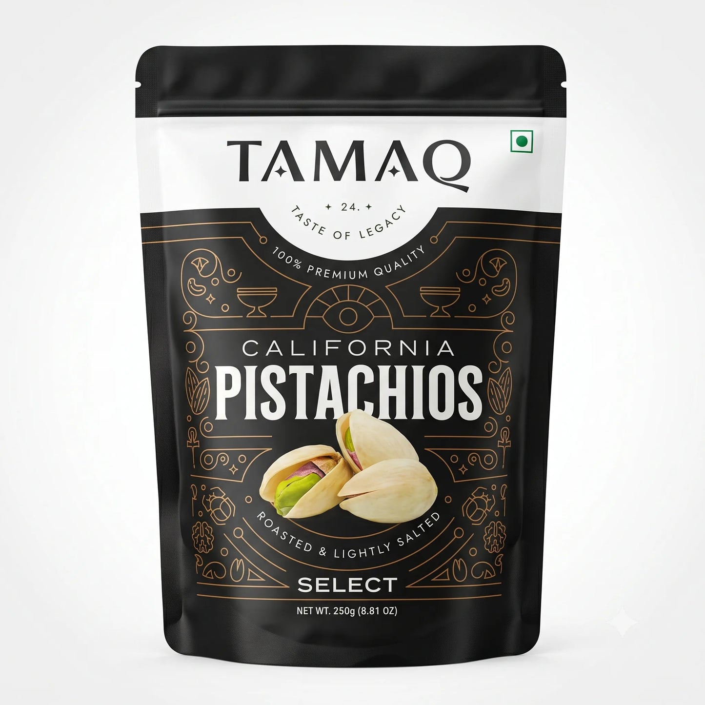 Tamaq Premium California Pistachios (Pista) - Roasted & Lightly Salted, 250 g Pouch