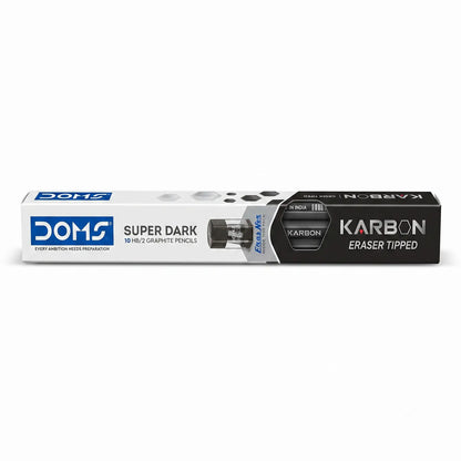 DOMS Karbon Super Dark Eraser Tipped Graphite Pencils, 10 pcs