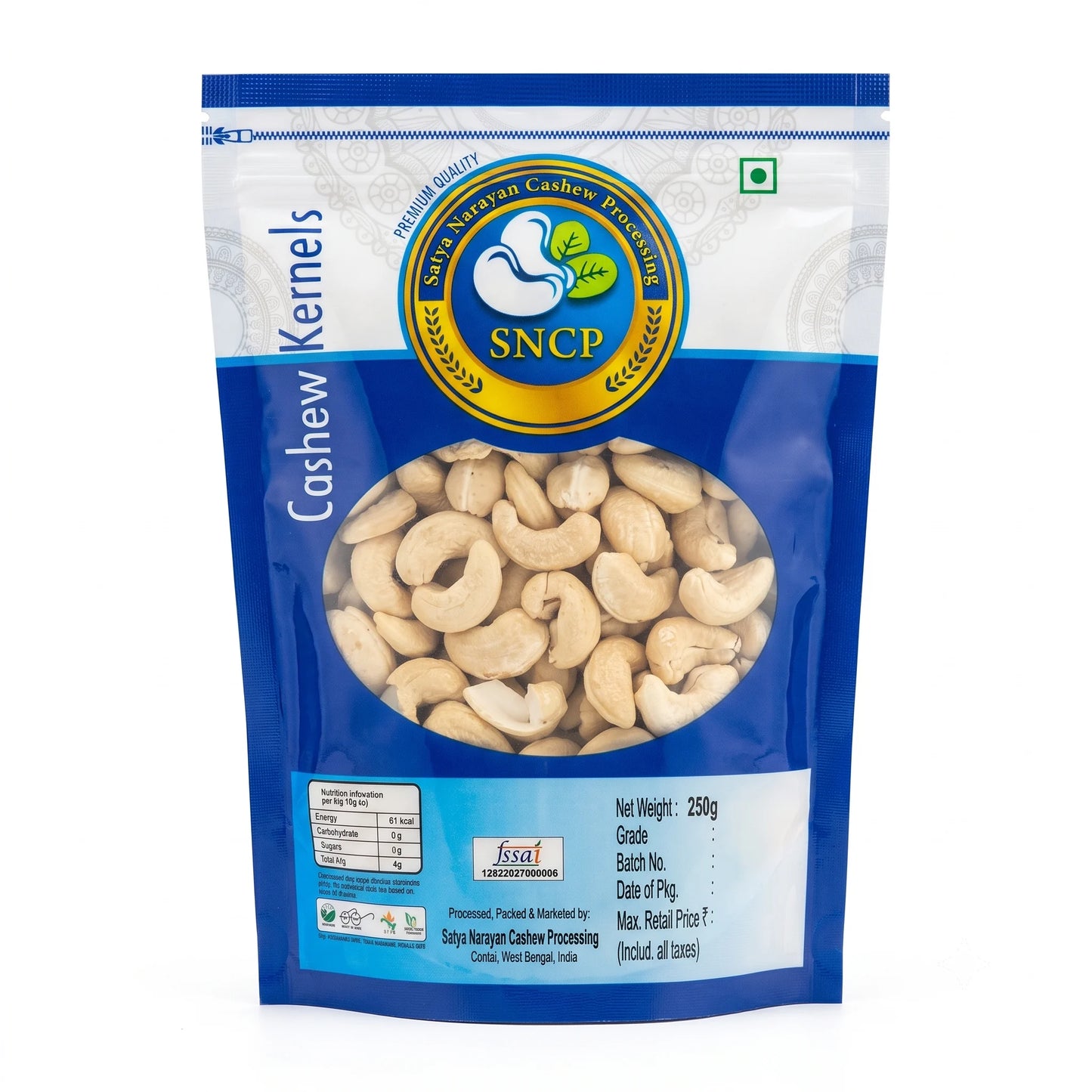 SNCP Premium Cashew Kernels (Kaju), 250 g