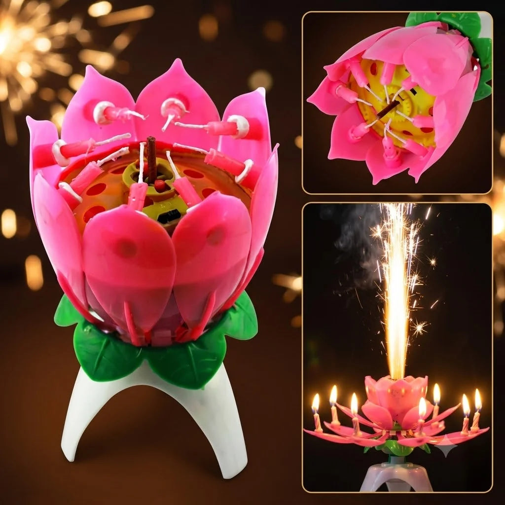 Musical Rotating Lotus Birthday Candle