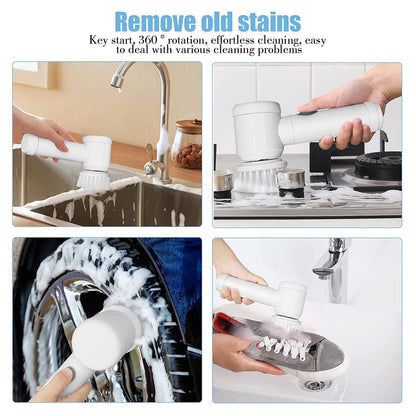 B Grade 5 In 1 Electric Cleaning Spin Brush With Multiple Replaceable Heads