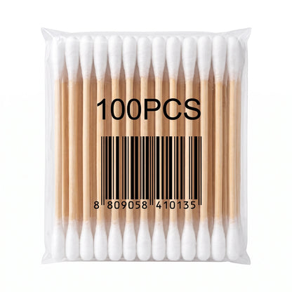 Wooden Cotton Swabs for Ear Cleaning & Everyday Use, 100 pcs