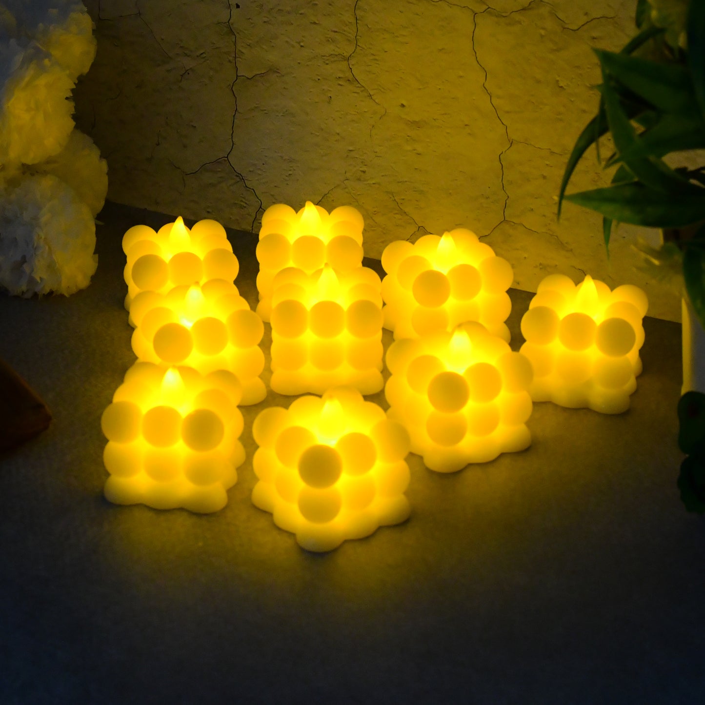 Decorative Led Bubble Candles (9 Pc  Set)
