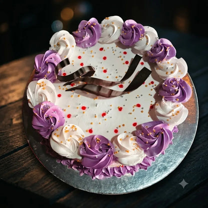 Vanilla White Purple Birthday Cake, 2 Pound