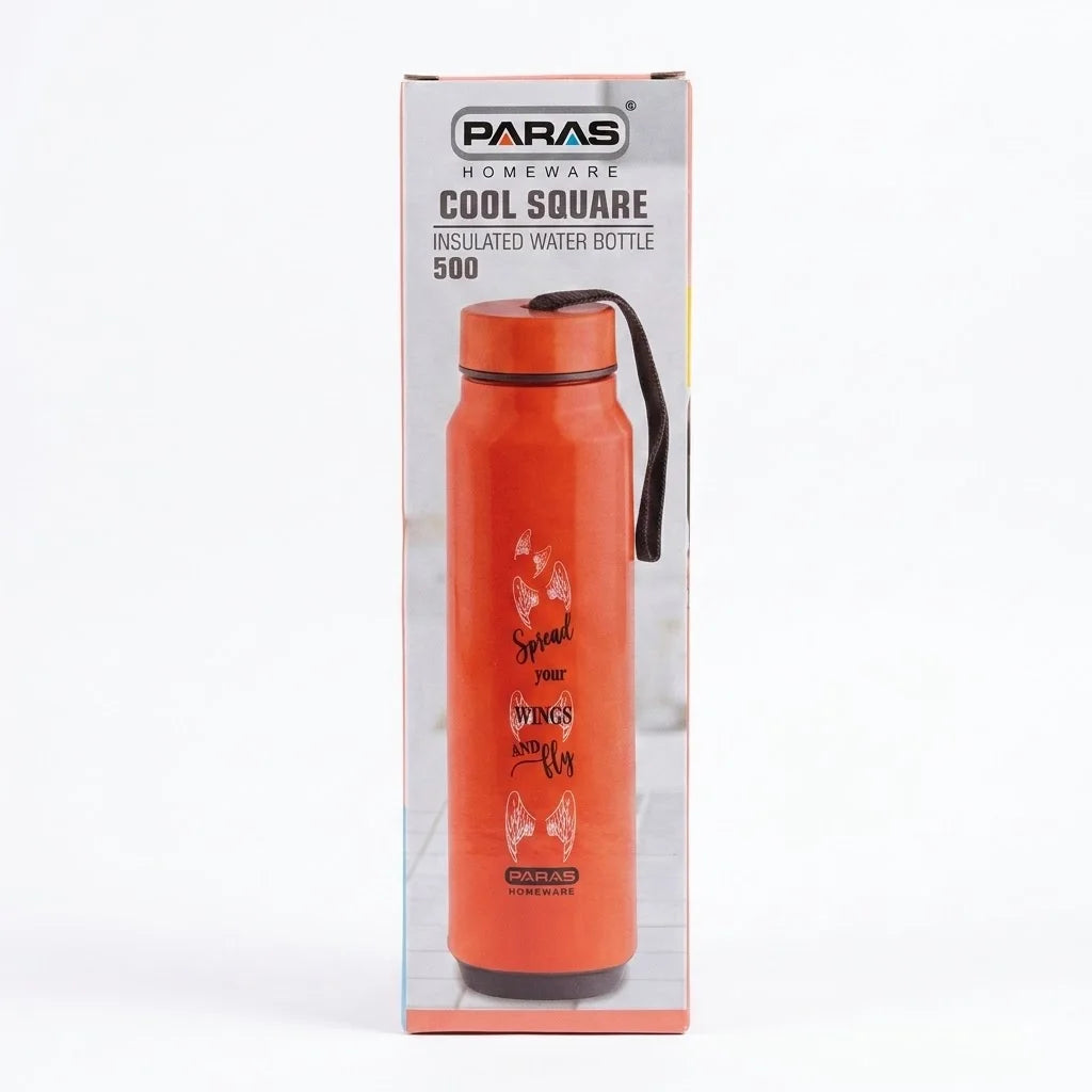 PARAS Homeware Cool Square Insulated Water Bottle, 500 ml