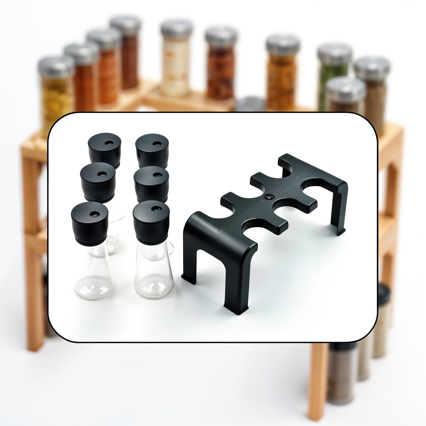 6-piece Plastic Spice Jar Set With Stand