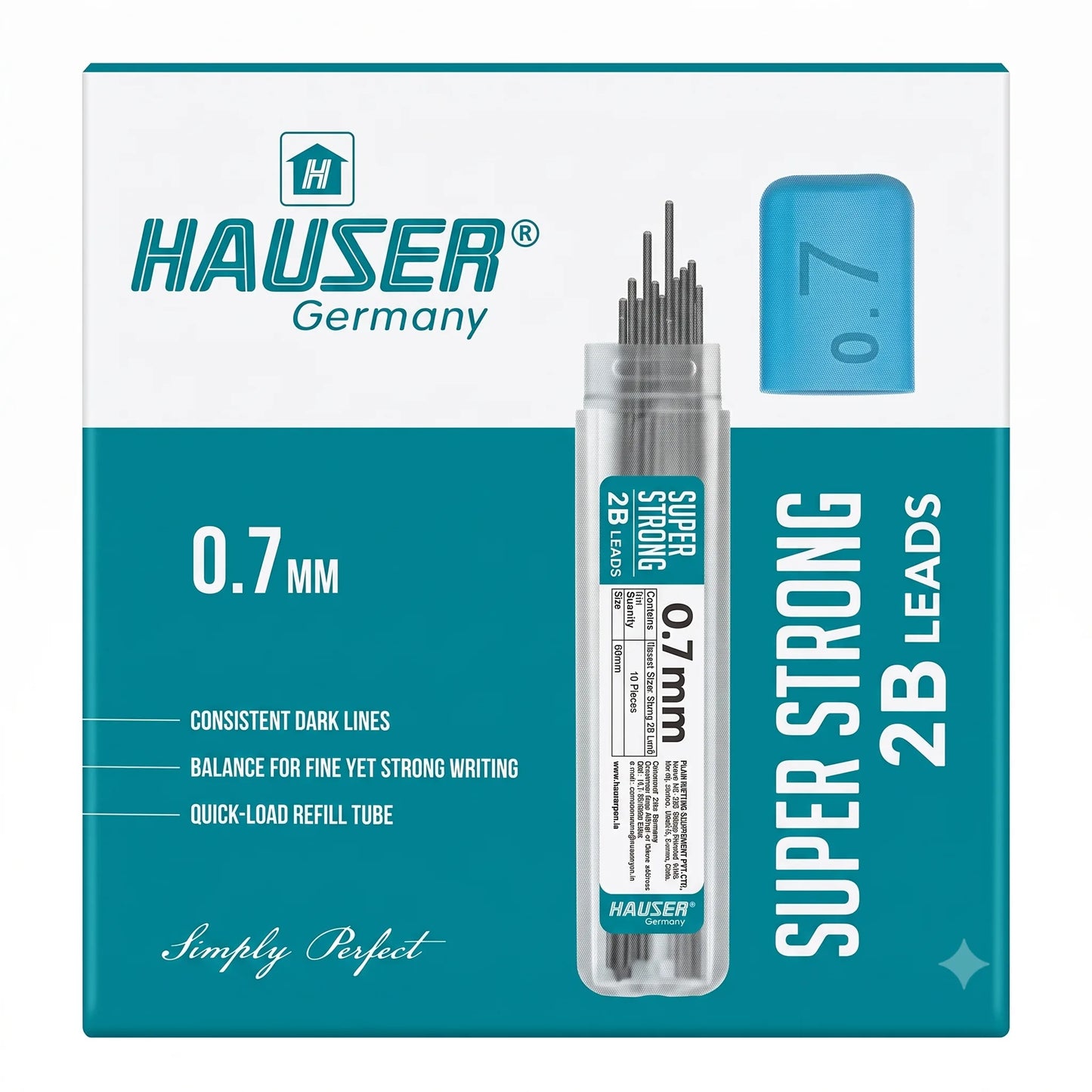HAUSER Super Strong Dark 2B Mechanical Pencil Leads, 0.7mm, (Pack of 10)