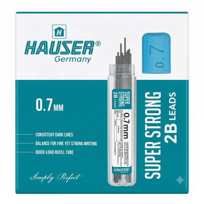 HAUSER Super Strong Dark 2B Mechanical Pencil Leads, 0.7mm, (Pack of 10)