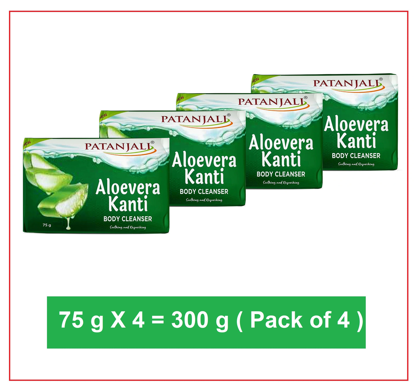 Patanjali Aloevera Kanti Body Cleanser, 75 g (Pack of 4)