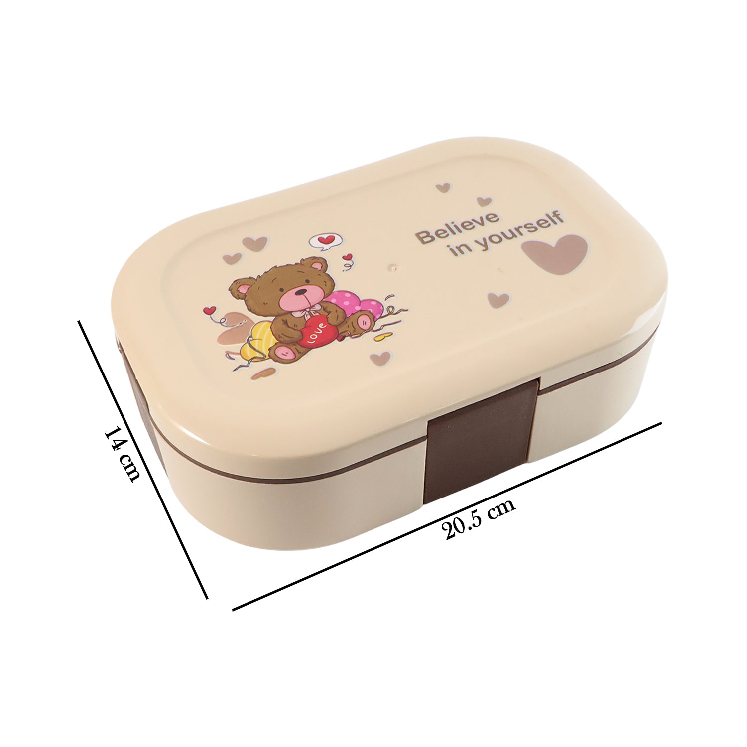 Cute Teddy Printed Kids Lunch Box (500ml  1 Pc)