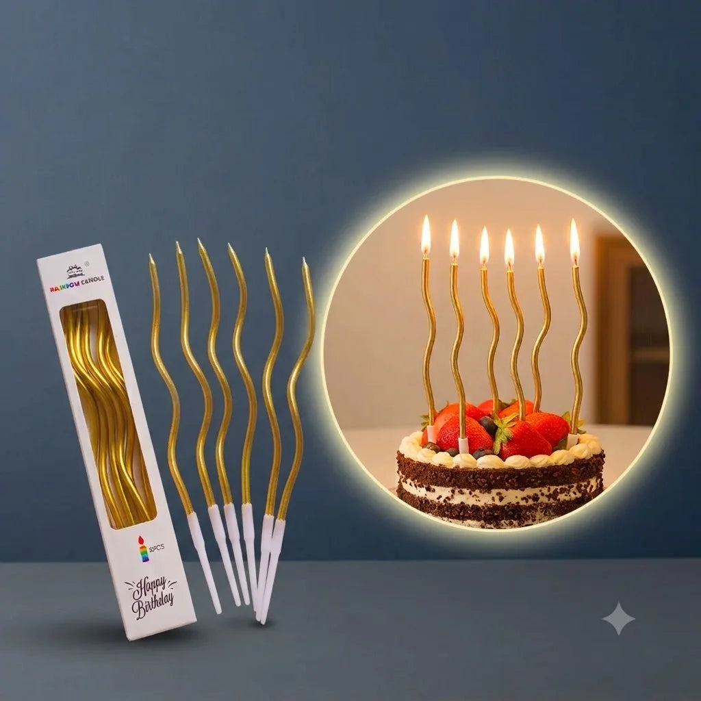 Golden Spiral Candles, 6 pcs
