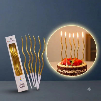Golden Spiral Candles, 6 pcs