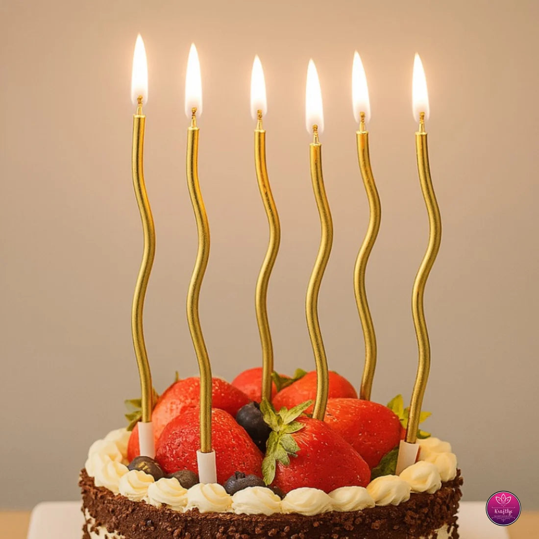 Golden Spiral Candles, 6 pcs