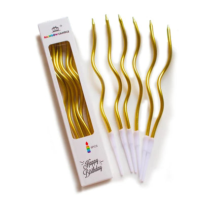 Golden Spiral Candles, 6 pcs