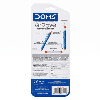 Doms Groove Retractable Eraser - Includes 2 Refill Erasers