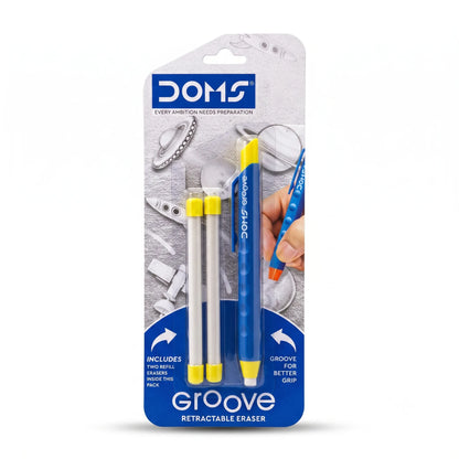 Doms Groove Retractable Eraser - Includes 2 Refill Erasers