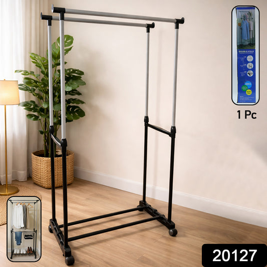 Double Pole Adjustable Garment Stand (1 Set)