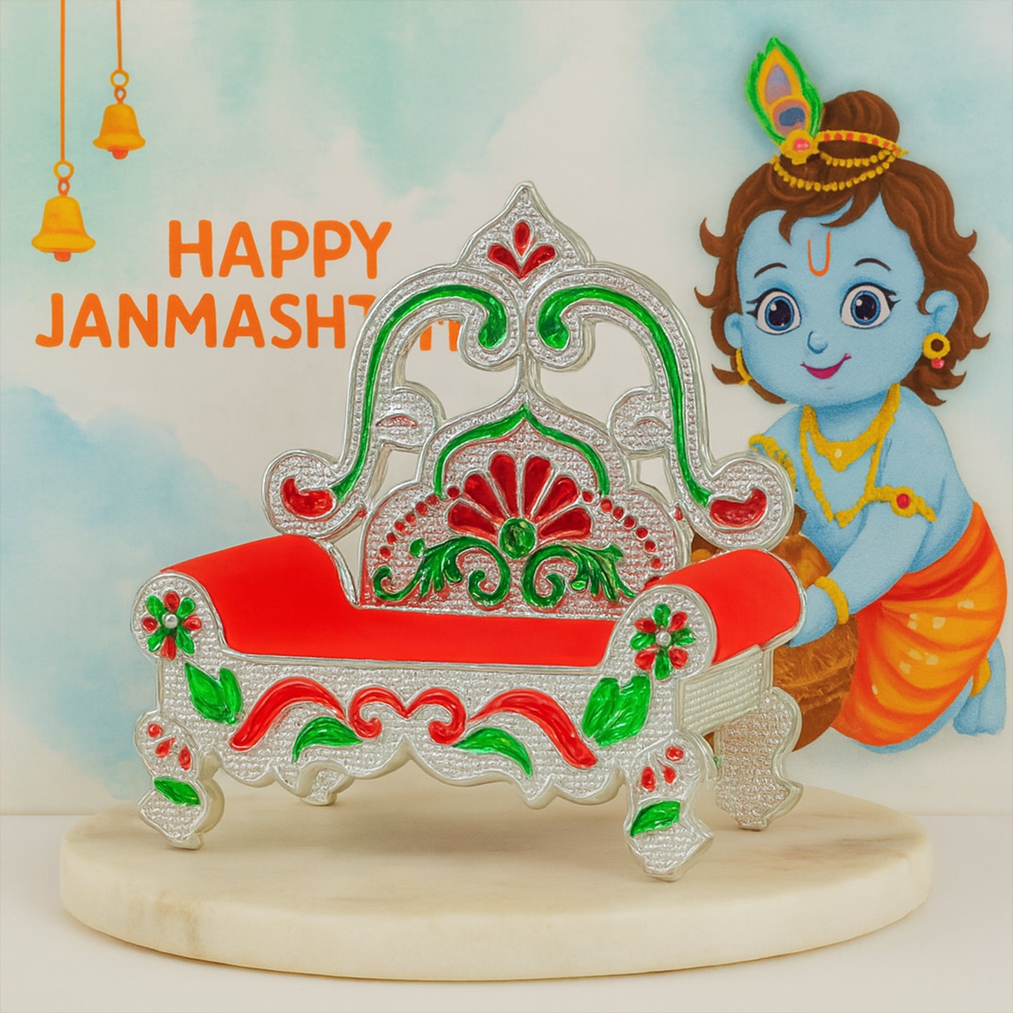 Plastic Decorative Small Singhasan For Laddu Gopal Krishna Ji Or Ganesha Idol (1 Pc)