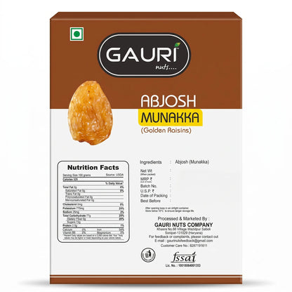 Gauri Nuts Abjosh Munakka (Golden Raisins), 250 g
